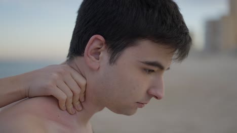 neck and shoulder massage on the beach