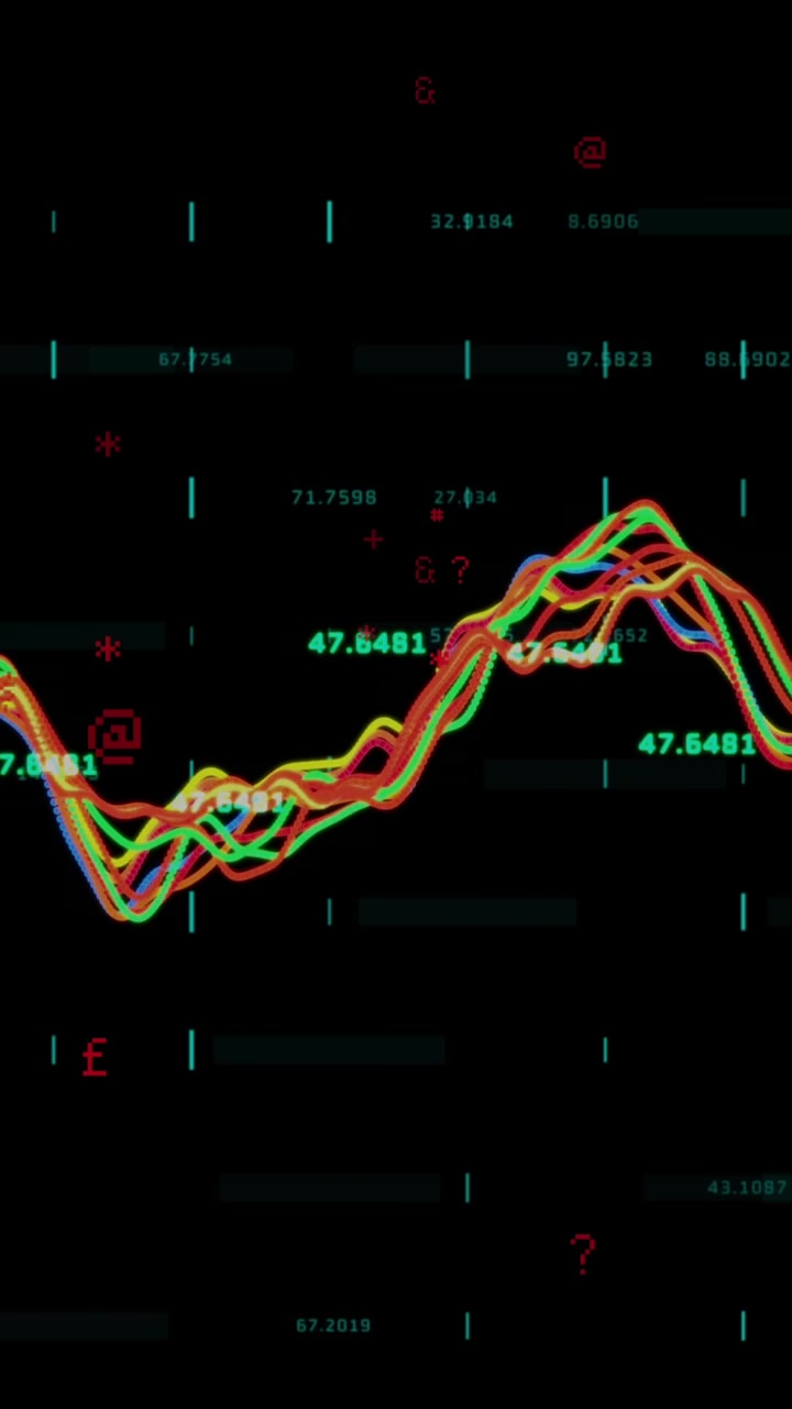 Animation of data processing over black background