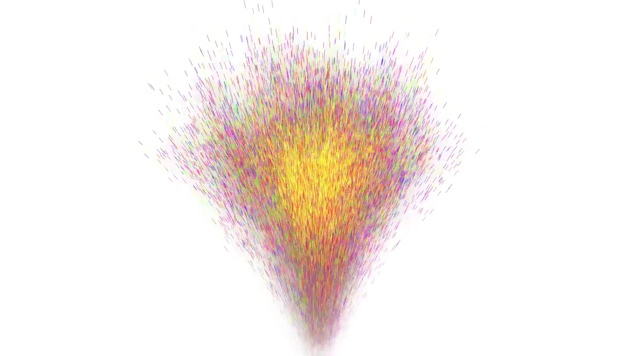 Abstract Colorful Particle Explosion on White Background