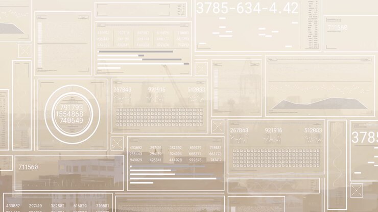 Animation of interface with data processing against aerial view of cityscape