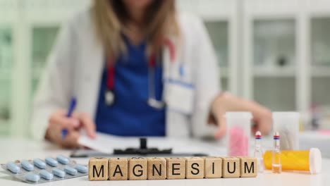 magnesium supplement concept with a healthcare professional in a medical setting