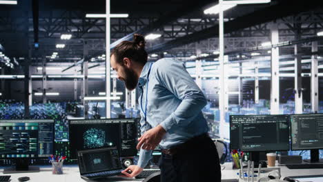 data center manager presents ai technology to shareholders