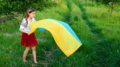 patriot child with ukrainian flag. selective focus. kid.