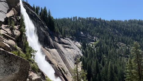 waterfall above a mountain valley, nevada falls in yosemite