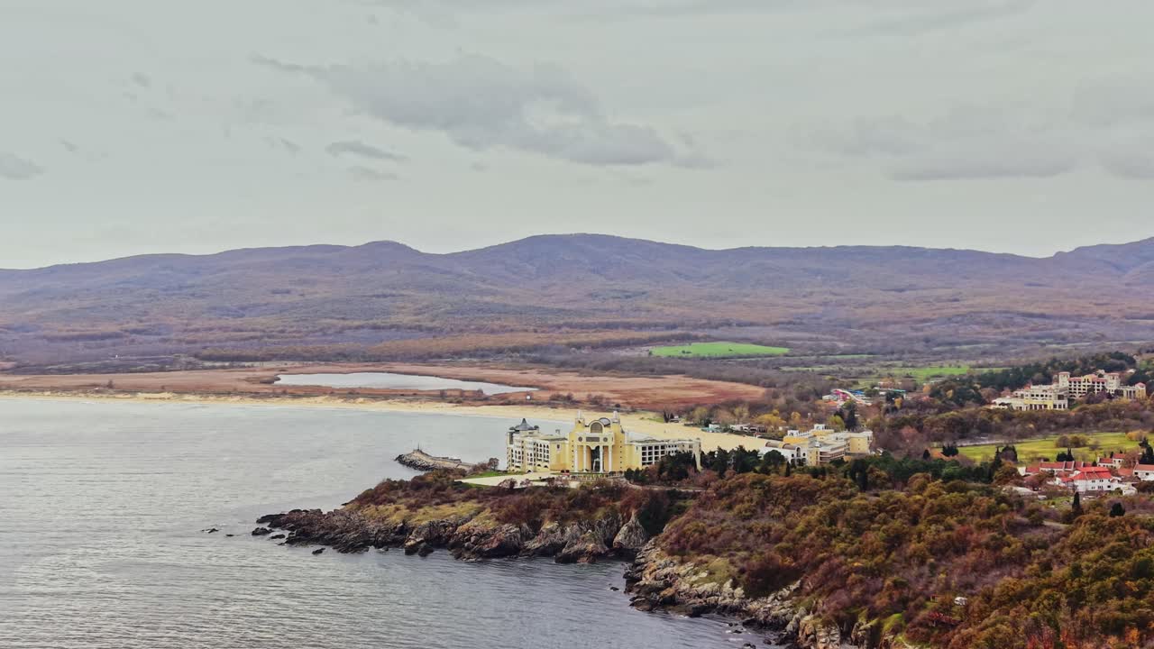 Scenic aerial view of coastal landscape in Bulgaria captured by drone
