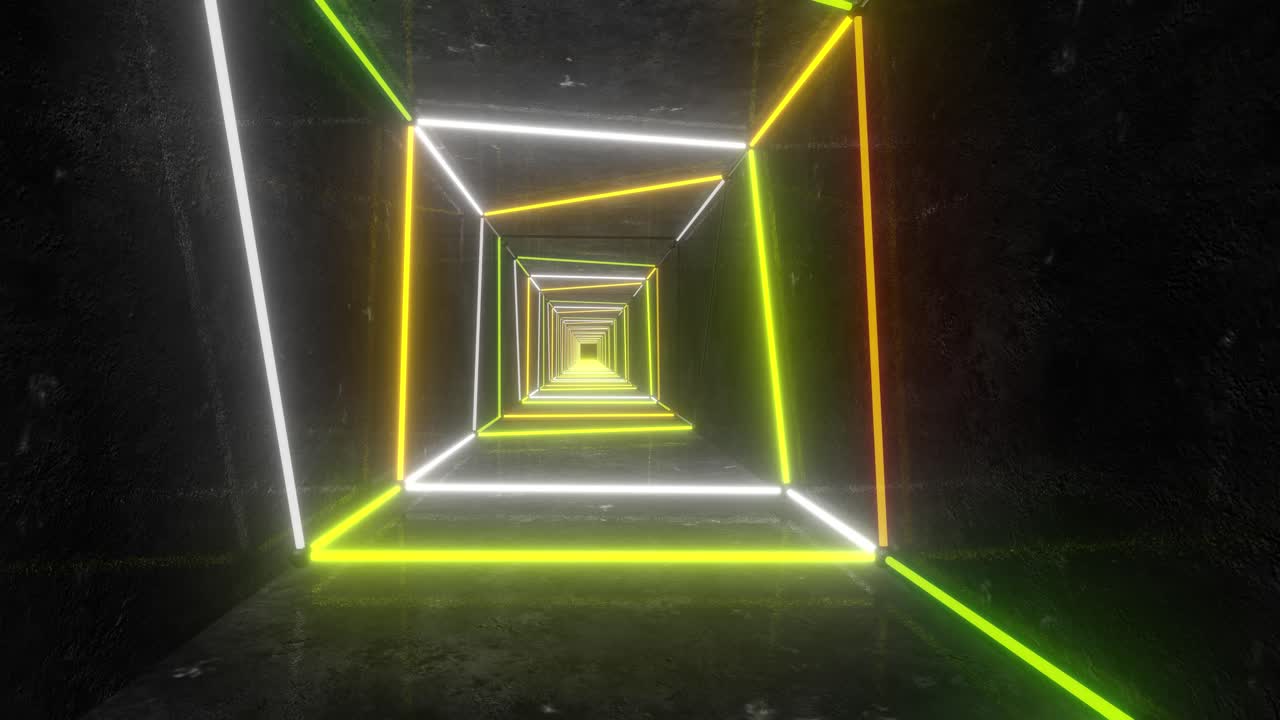 Neon Glowing Tunnel 3D Rendering