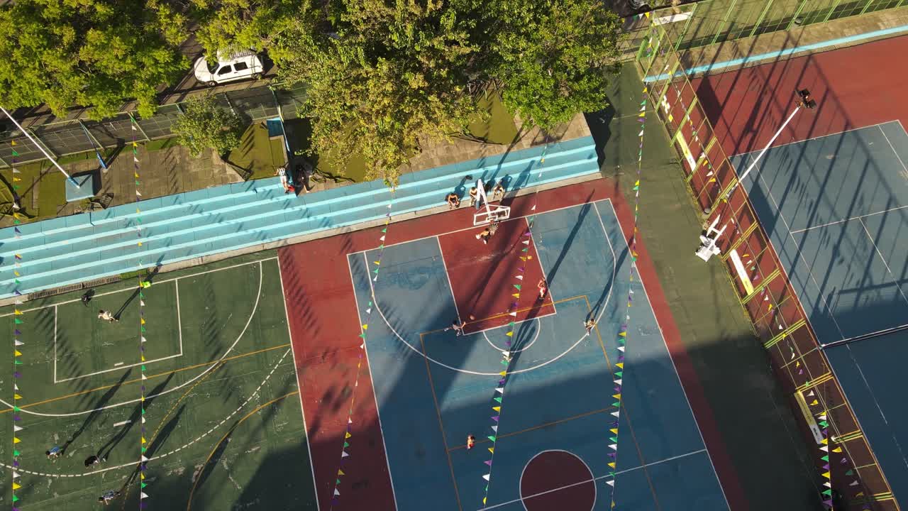 People practicing basketball at club of Buenos Aires city, Argentina