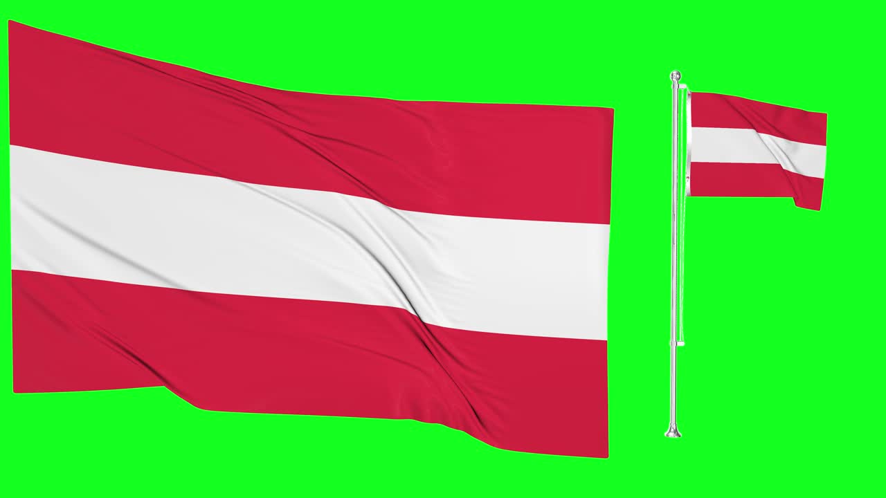 pantalla verde ondeando la bandera de austria o el asta de la bandera