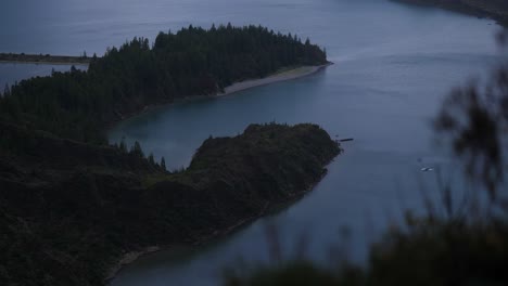 close up shot revealing lagoa do fogo - são miguel island - azores