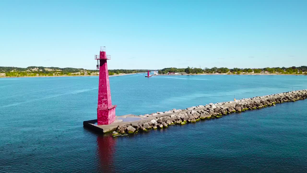 muskegon michigan 1의 등대 위의 공중