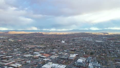 Beautiful-aerial-view-of-residential-neighborhood-in-St-George,-Utah