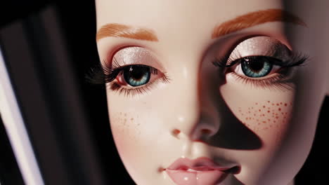 close-up of a doll face