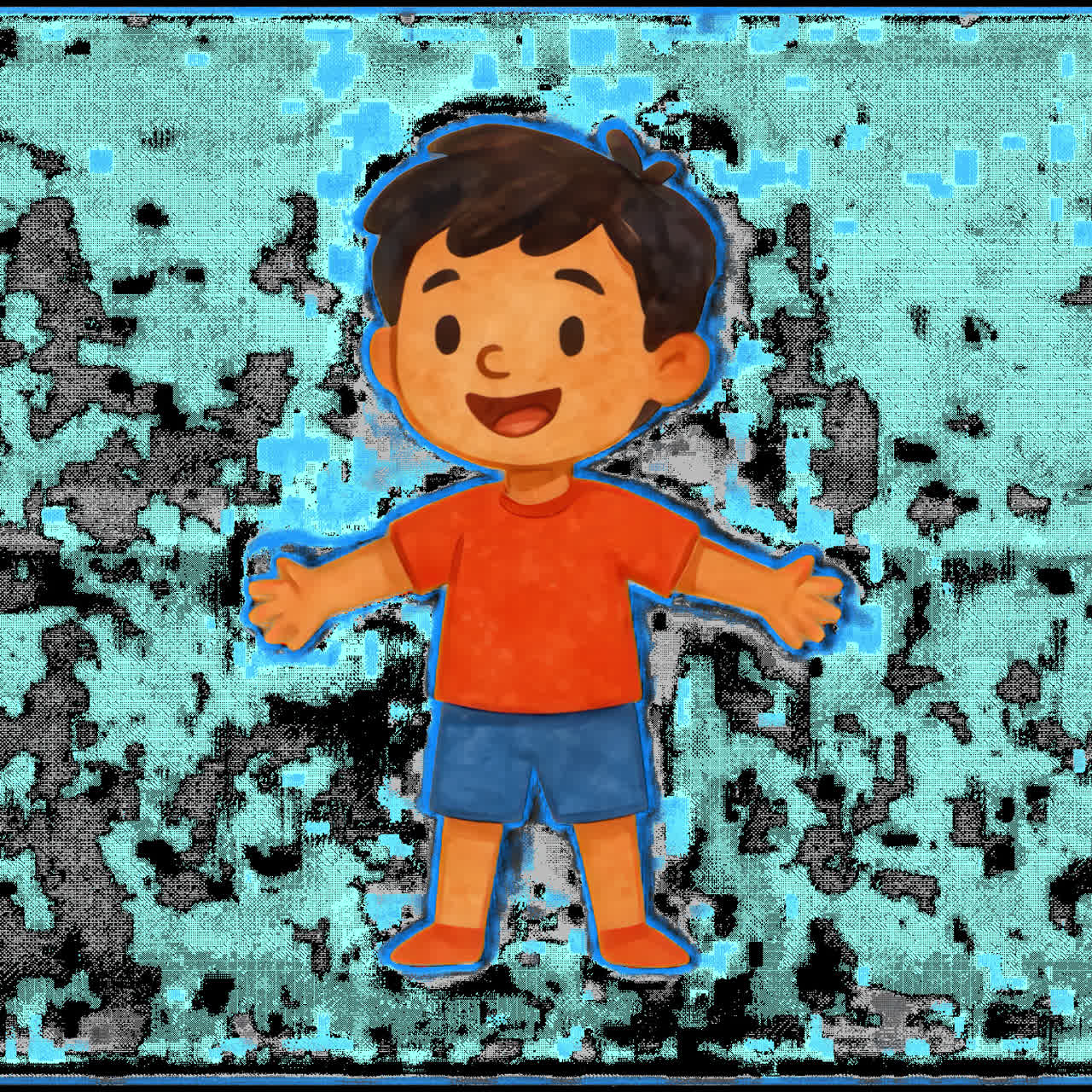 Cheerful cartoon boy illustration animation isolated asset, transparent 4K video, alpha channel