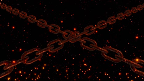 animación de bucle de fondo de la cadena oxidada con partículas de brasa de chispa