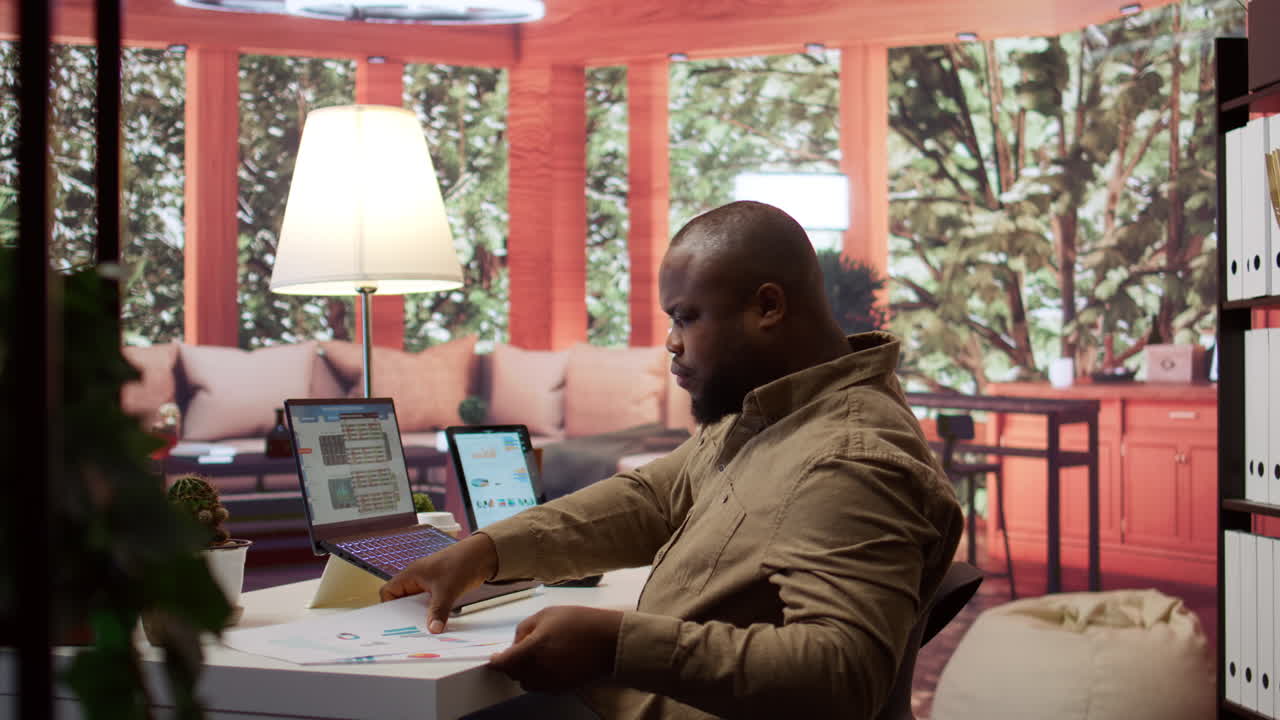 Business owner reviewing key performance indicators within the enterprise