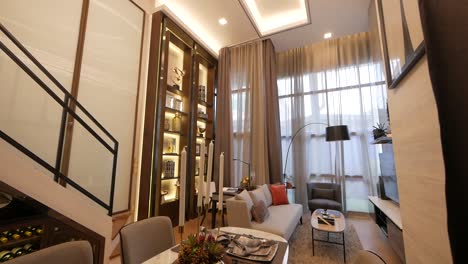 modern and luxurious apartment decoration walkthrough from the dining area to the living area