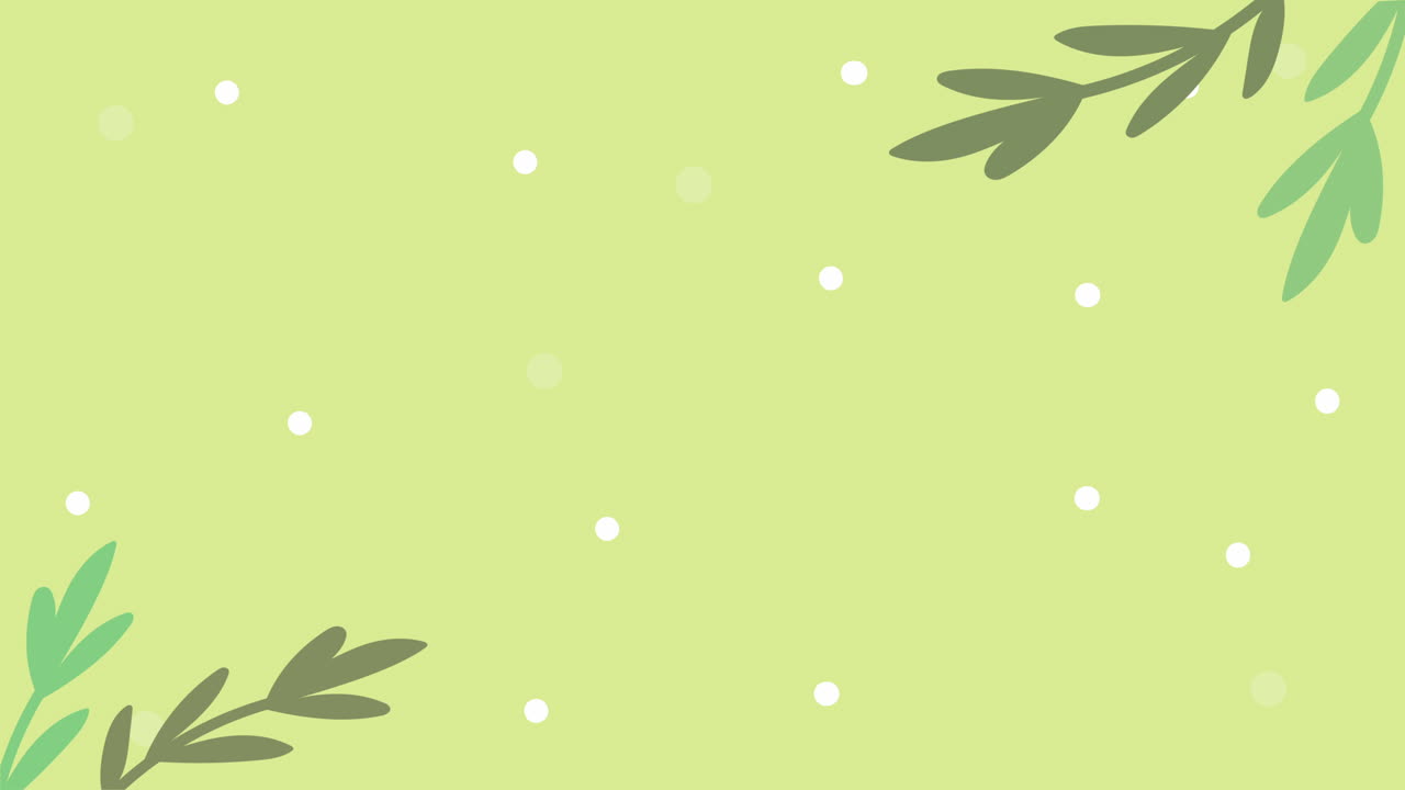 fondo verde con hojas y puntos