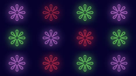 Pulsierendes-Neon-Frühlingsblumenmuster-Mit-LED-Licht-Im-Casino-Stil