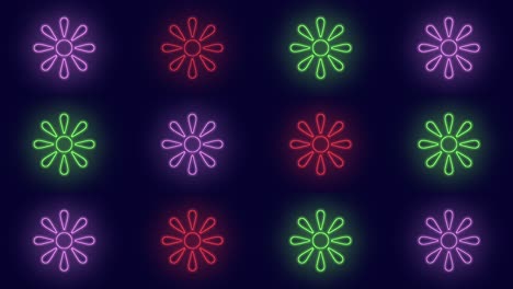 pulsing neon spring flowers pattern with led light in casino style