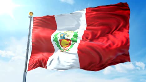 bandera de perú bucle sin costuras vídeo de renderización 3d. hermoso bucle de tela textil agitando
