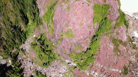 Antenne-Von-Oben-Nach-Unten-Auf-Den-Gipfel-Fliegen---Mackenzie-Range,-Vancouver-Island,-BC,-Kanada