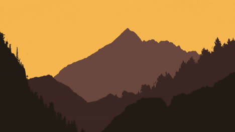 animation of mountains against orange sky in background