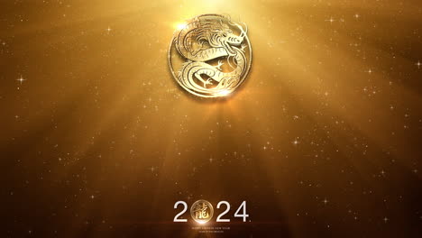chinese new year, year of the dragon background decoration featuring golden dragon design and the chinese character "dragon