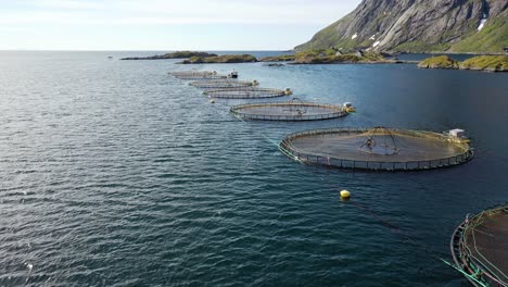 Aerial-footage-Farm-salmon-fishing-in-Norway