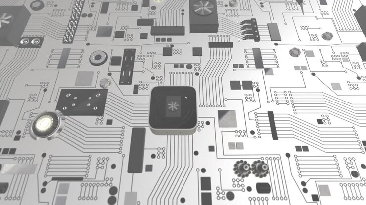White Futuristic Circuit Board with Hard drive Icon