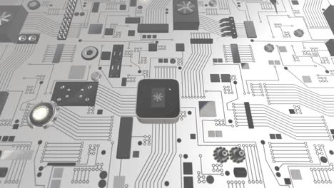 white futuristic circuit board with hard drive icon