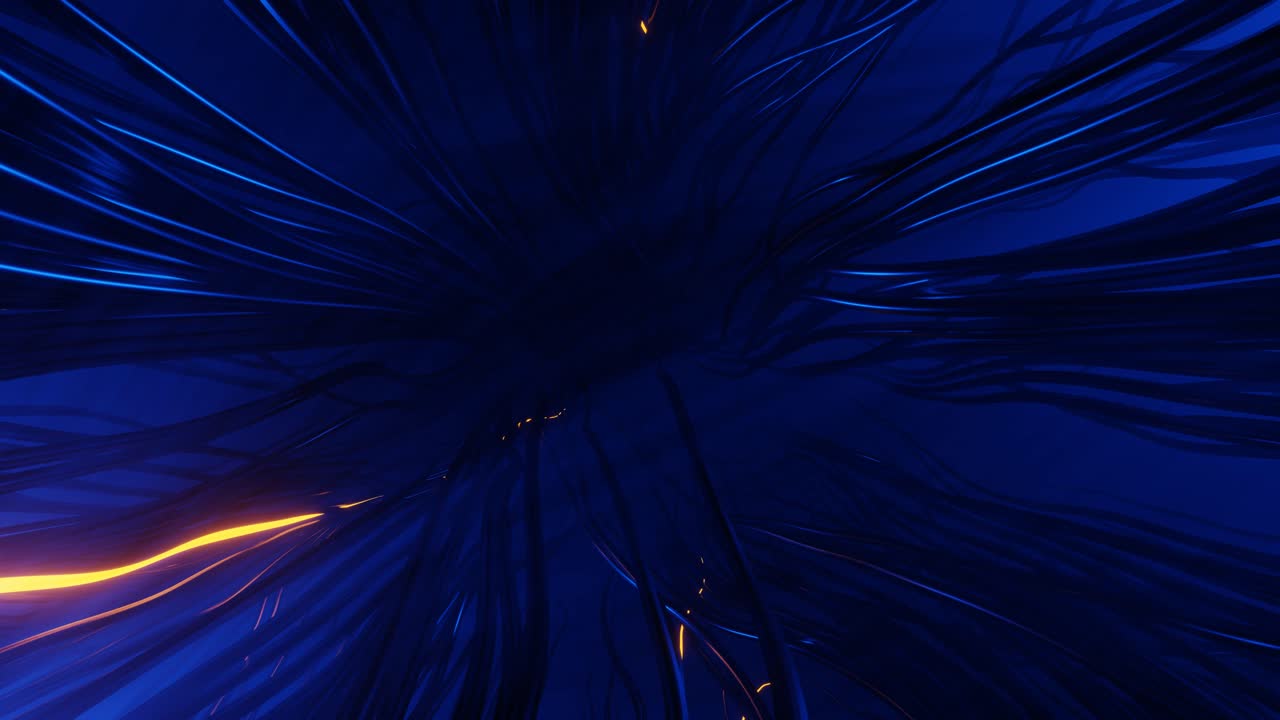 Digital information flows through wires. Abstract concept, high speed internet, data transfer, electricity. 3d animation