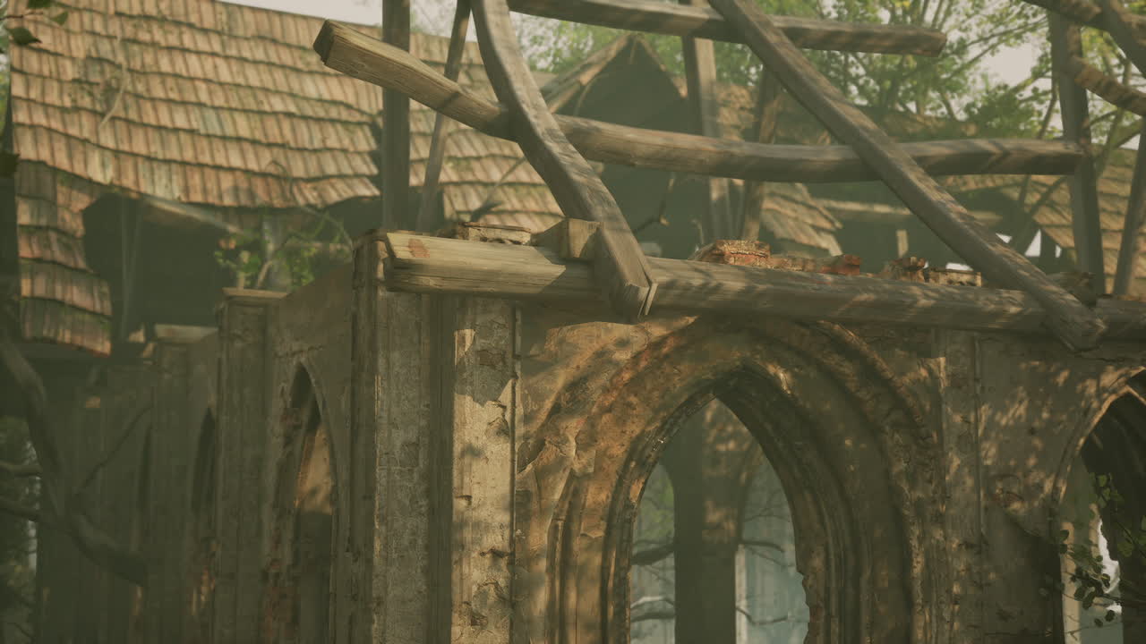 숲 속 의 버려진 교회 폐허