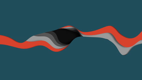 las líneas curvas forman una onda vibrante de naranja y negro sobre un fondo azul