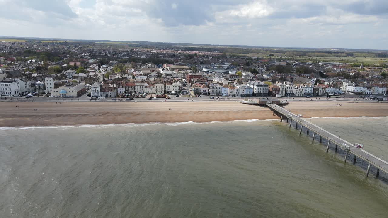 Deal Kent UK Aerial of Town and seafront pan 4K