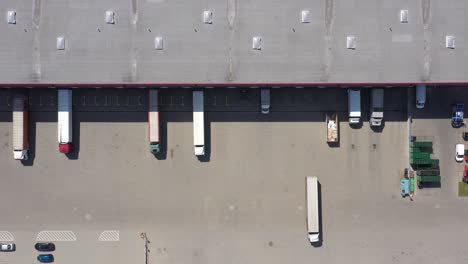 logistics warehouse with gates for loading. aerial view