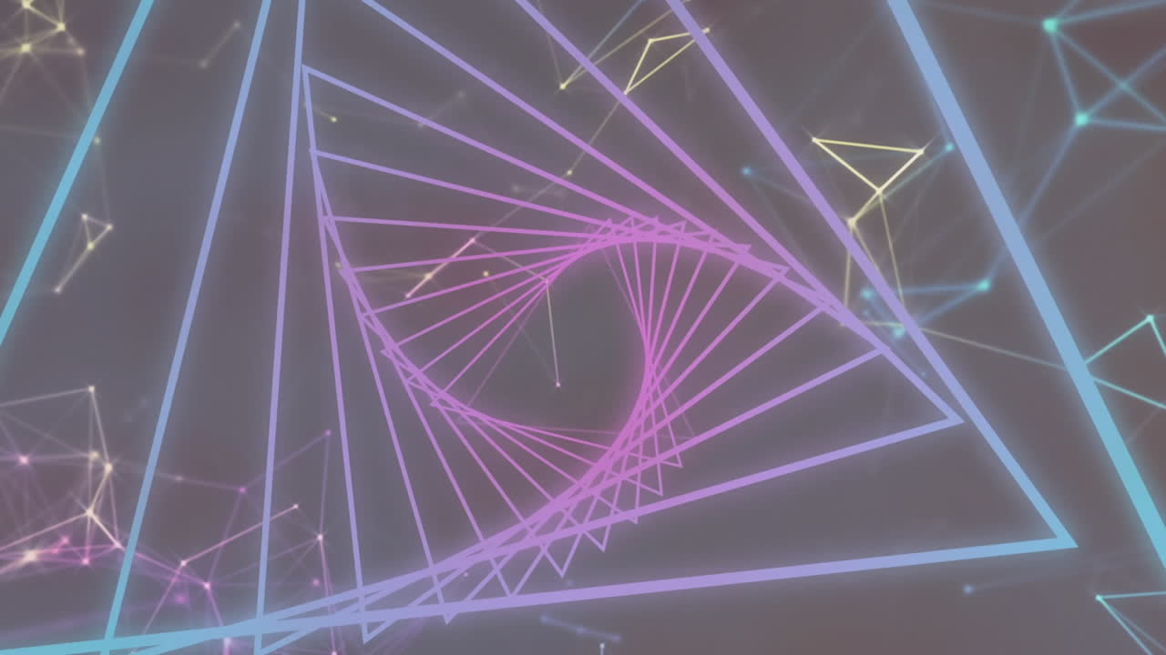 연결 네트워크를 통해 네온 빛나는 터널의 애니메이션