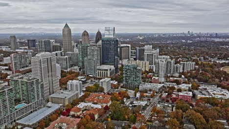 atlanta aerial v754 establishing shot drone flyover and around midtown capturing downtown cityscape and surrounding neighborhoods during autumn season - shot with mavic 3 cine - november 2021