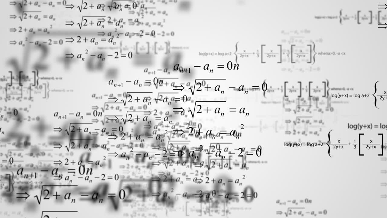 Looped animation of flying formulas and equations background concept for school work trigonometry