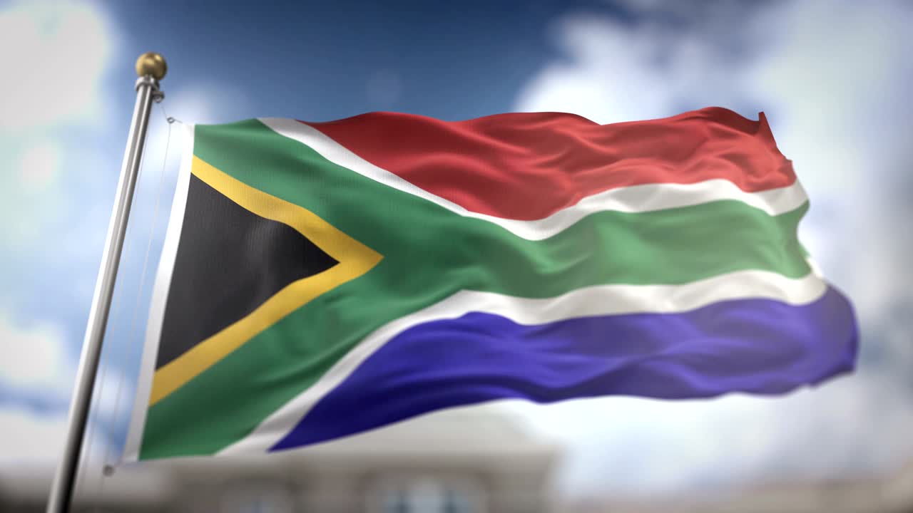 남아프리카 공화국 발을 흔들고 있는 느린 동작 3d 렌더링 파란 하늘 배경 - 원활한 루프 4k