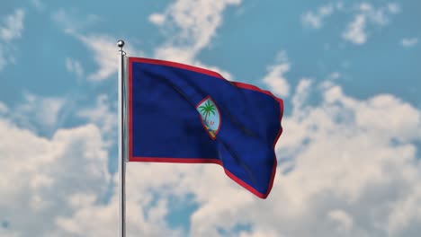 guam flag waving in the blue sky realistic 4k video