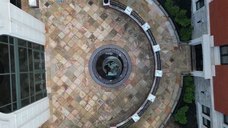 Rising-shot-of-Millennium-Fountain-located-outside-the-courthouse-in-Clarksville-Tennessee