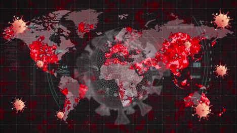 Animación-De-Células-Virales-Sobre-El-Mapa-Mundial