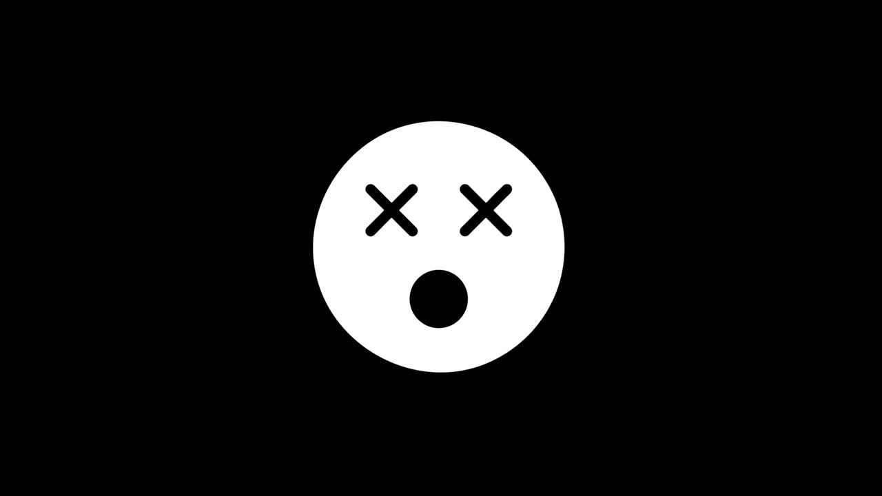 Unhappy Face Symbol icon Vintage Twitched Bad Signal Animation.