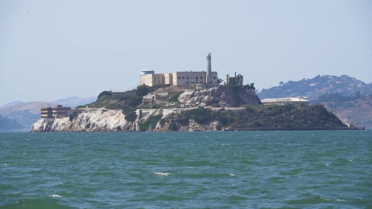 Alcatraz island across the water viewed from fisherman's wharf San Francisco