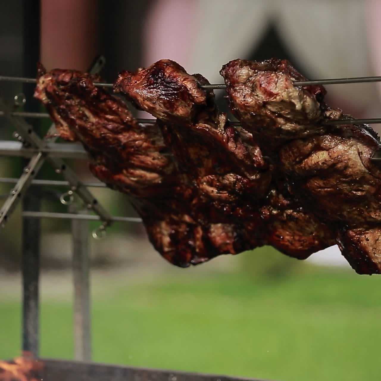 Beef steaks on the grill