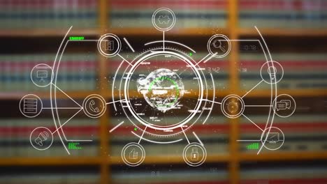animación del procesamiento de datos con globo sobre archivos