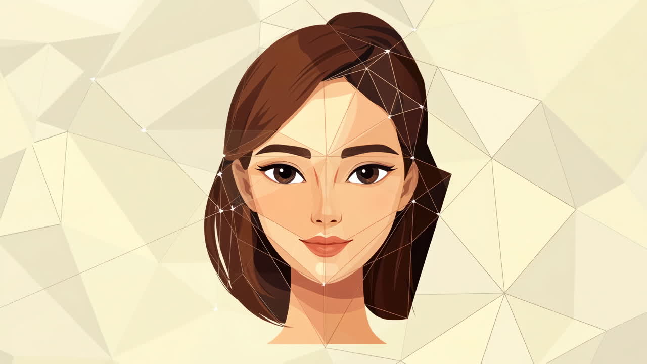 Illustration of a Woman's Face with Geometric Overlay