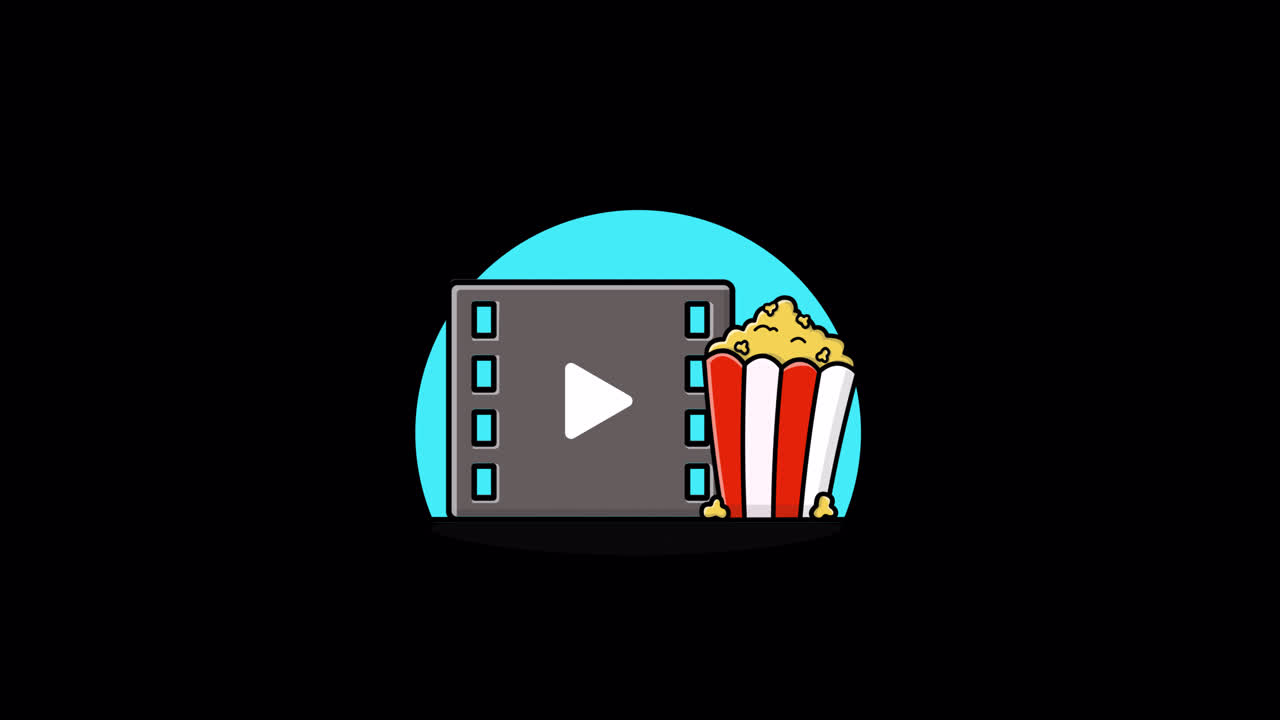 Animated Film Strip and Popcorn Icon