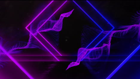 neon pink and blue geometric shapes with abstract wave animation