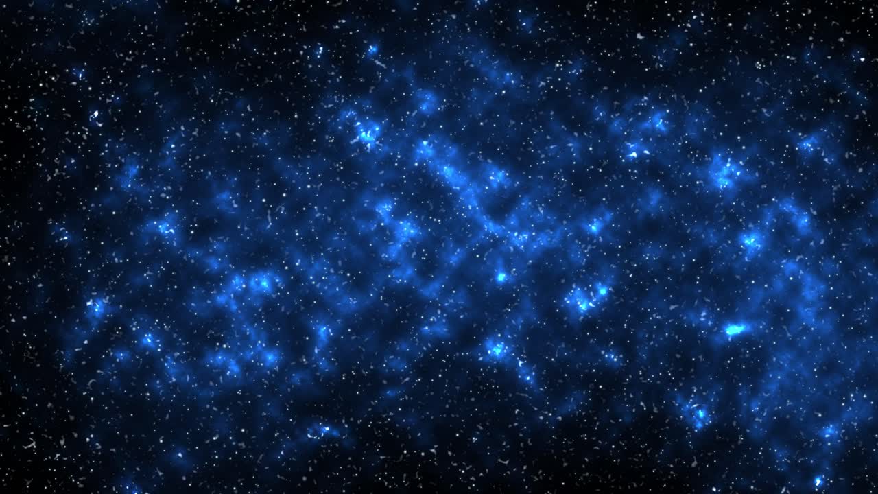 animación de volar a través de las estrellas y la nebulosa azul en el espacio
